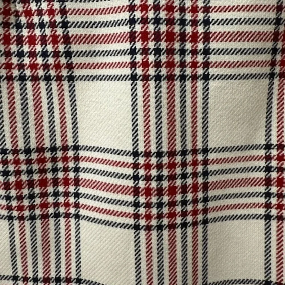 Brooks Brothers Red Fleece Red Blue & Ivory Plaid Cotton A-Line Skirt Size 8
